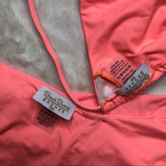 2pc triangle Beach Bunny Medium Swimwear Boho Paradise Bikini Orange Coral Pink - Picture 4 of 11